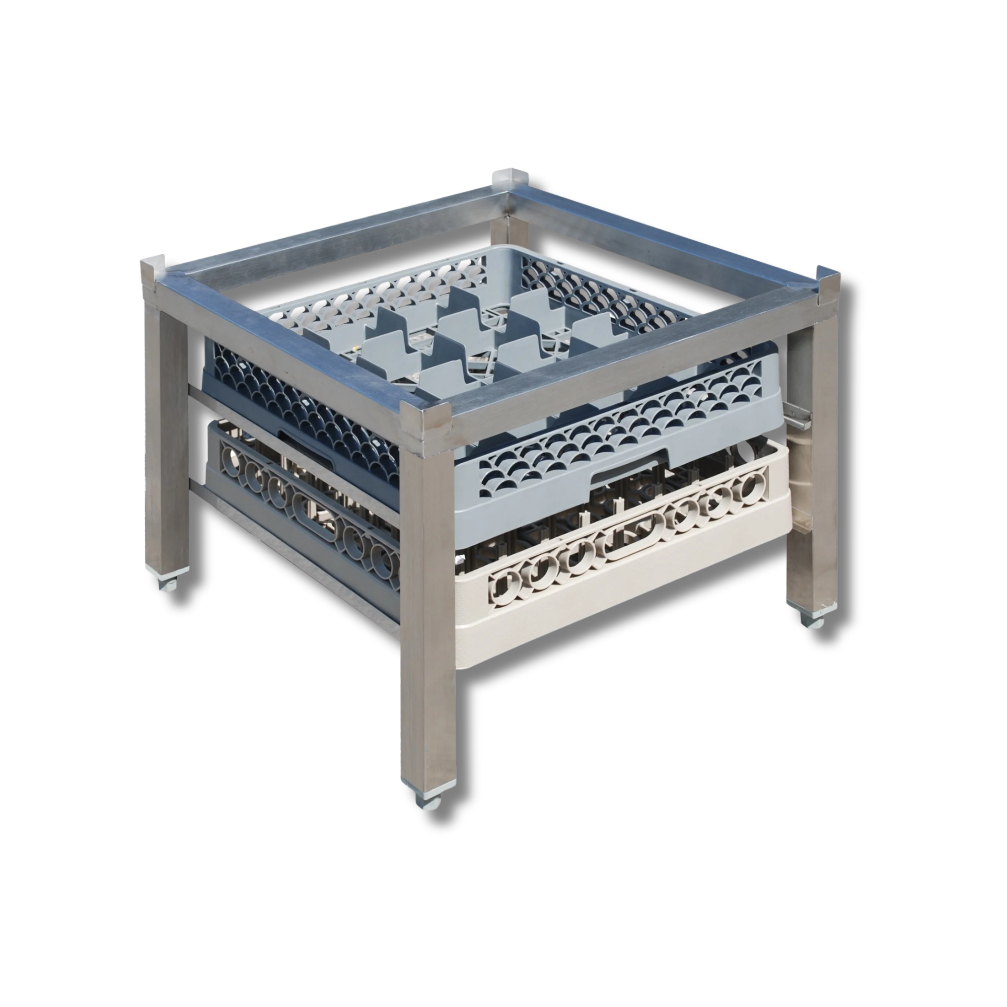 Edelstahl AISI304 Untergestell für Spülmaschinen 60,5x57x45cm  - wird fertig geschweißt geliefert - UG2-6057V