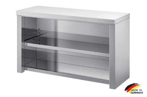 Edelstahl Wandhängeschrank offen oder geschloßen, Premium - alle Größen montiert