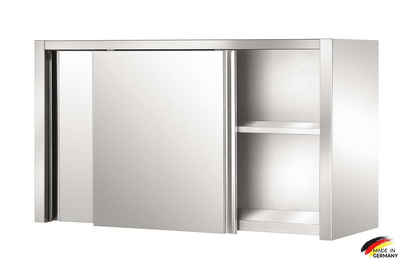 Edelstahl Wandhängeschrank offen oder geschloßen, Premium - alle Größen montiert